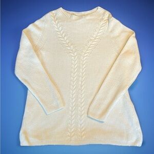 Talbots Plus 1X Cream Cable Knit Long Sweater LIKE NEW!
